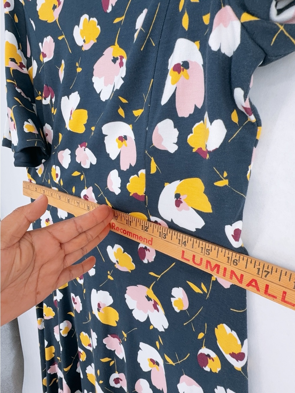 Boden Alexis Navy Yellow Floral Jersey Dress Size 10 - Picture 7 of 11